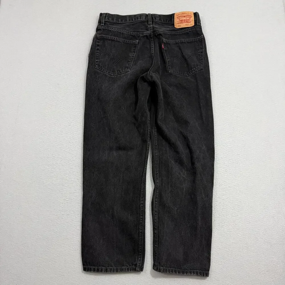 Vintage Levis 550 Relaxed Fit Jeans Men's 34x30 Black Denim y2k 2007 Western